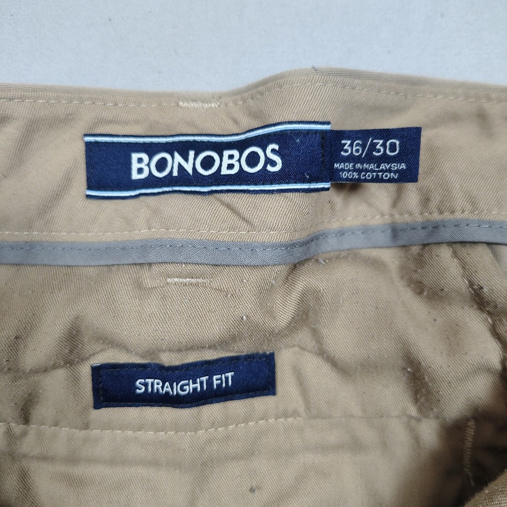 Bonobos Chino Pants Mens 36x30 Khaki Straight Fit Solid Cotton - Picture 4 of 12